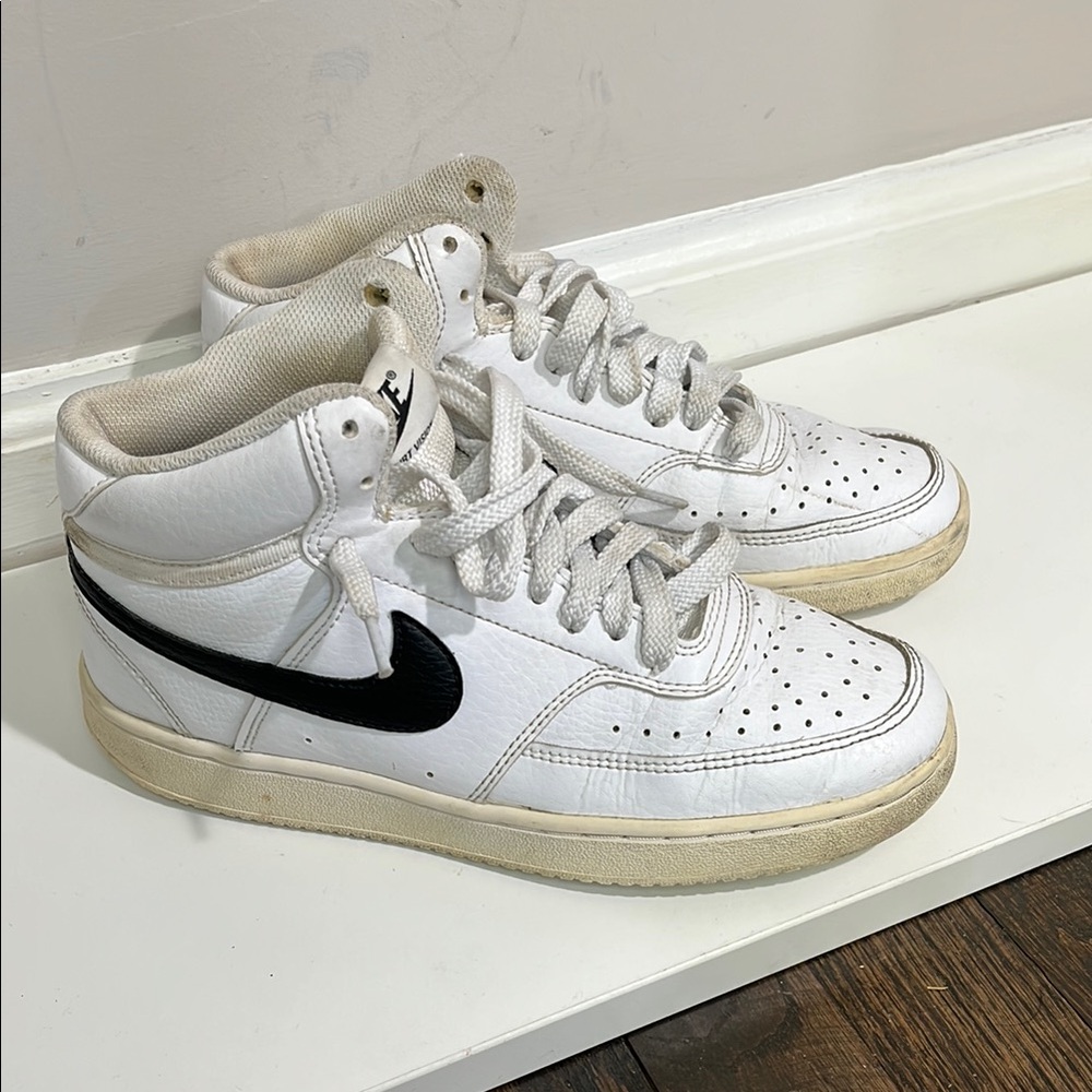 Nike court vision mid next nature with black swoop
